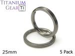 5 Pack of 25mm Titanium Key Rings