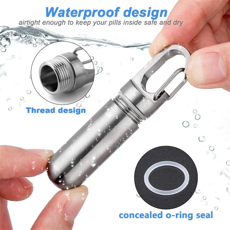 WANERSEN Titanium Keychain Pill Holder Outdoor Camping EDC