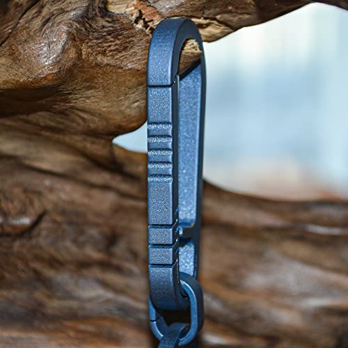 Blue Titanium Carabiner Clip Keychain for Outdoor Activities