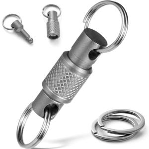 FEGVE Titanium Quick Release Keychain with Steel Rings