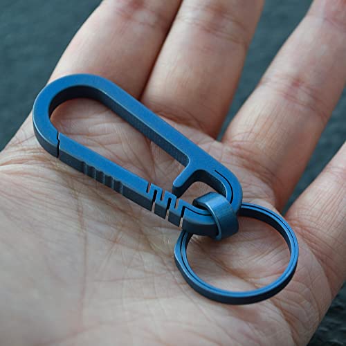 Blue Titanium Carabiner Clip Keychain for Outdoor Activities