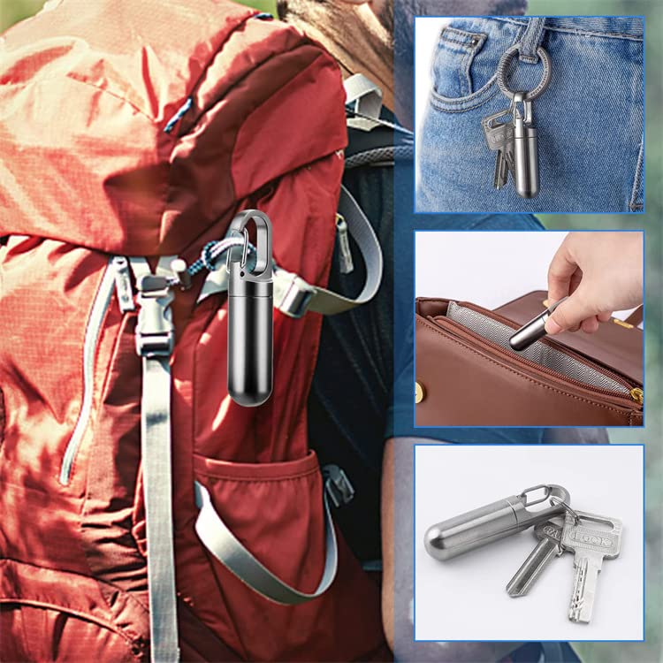 WANERSEN Titanium Keychain Pill Holder Outdoor Camping EDC