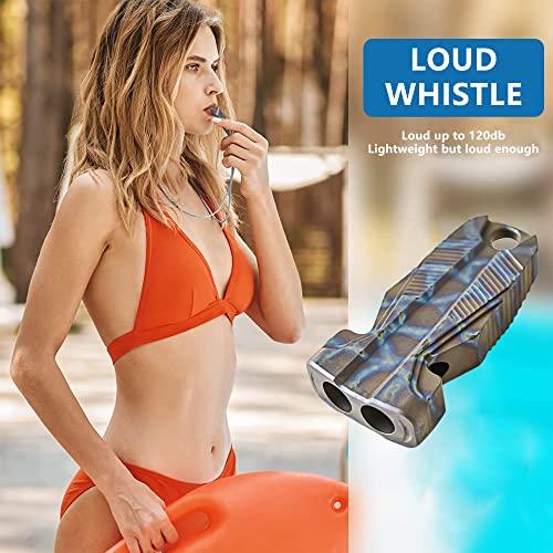 Titanium Double Tubes Emergency Survival Whistle with Necklace