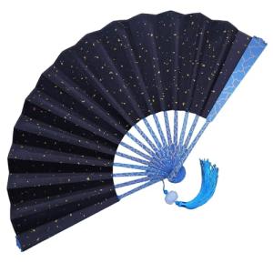 WANERSEN Blue Titanium Folding Kung Fu Fan