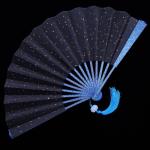 WANERSEN Blue Titanium Folding Kung Fu Fan