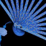 WANERSEN Blue Titanium Folding Kung Fu Fan