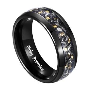 Men’s Black Titanium Meteorite Wedding Band - 8mm