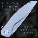 EDC Titanium Folding Knife with Damascus Blade