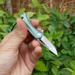Mini Titanium Folding Knife Keychain with Damascus Blade
