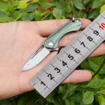 Mini Titanium Folding Knife Keychain with Damascus Blade