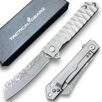 EDC Titanium Folding Knife with Damascus Steel Blade