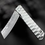 EDC Titanium Folding Knife with Damascus Steel Blade