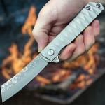 EDC Titanium Folding Knife with Damascus Steel Blade