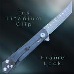 EDC Titanium Folding Knife with Damascus Blade