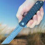 EDC Titanium Folding Knife with Damascus Blade