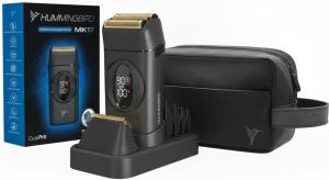 HUMMINGBIRD MK17 DualPro Foil Shaver & Beard Trimmer for Men Plus Jetpack Organizer Bag – Gold Titanium Blades, Metal Body, Digital Battery & RPM Monitoring, Wet & Dry, USB-C Charging Dock