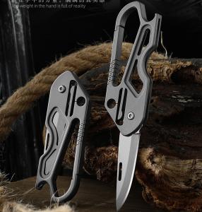 Titanium Pocket Folding Knife Carabiner Opener EDC Keychain Outdoor Hunting Tool
