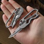 Titanium Pocket Folding Knife Carabiner Opener EDC Keychain Outdoor Hunting Tool