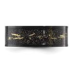 Auriga Fine Jewelry Titanium Polished Black IP-plated with Black and Gold Foil Inlay 8 mm Band Size 7