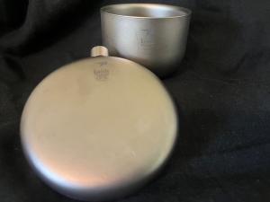 Keith Pure Titanium Round Pocket Flask and Cup Set