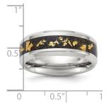 Titanium Polished Ring with Black and Gold Inlay