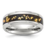 Auriga Titanium Polished Black Gold Foil Inlay Band