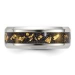 Auriga Titanium Polished Black Gold Foil Inlay Band