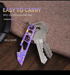 Anodized Titanium Pocket Keychain Multitool PryBar