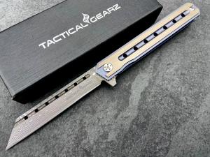 Tc4 Titanium EDC Folding Knife with Damascus Blade