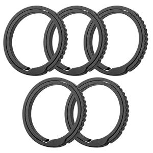5-Piece Black Titanium Keychain Rings Set