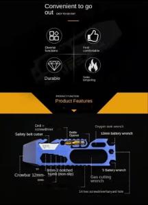 Dual Blue Titanium EDC Multitool Set with Prybar
