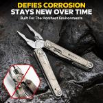 Titanium Multitool with Damascus Knife EDC