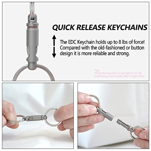 WANERSEN Titanium Quick Release Keychain with Split Rings