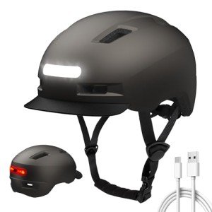 Shinmax Titanium Gray Cycling Helmet with LED Lights