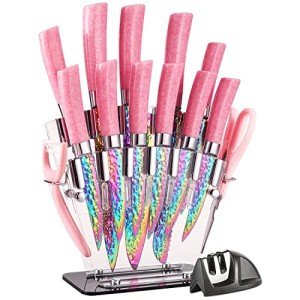 15-Piece Rainbow Titanium Kitchen Knife Set