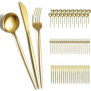 Titanium Gold Plated 60-Piece Flatware Set