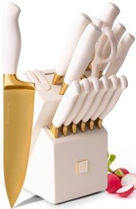 Titanium Coated 14-Piece Gold Knife Set