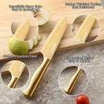 Golden Titanium Kitchen Knife Set with Sharpener