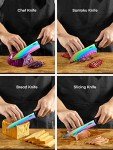 Rainbow Titanium Coated Kitchen Knife Set of 16