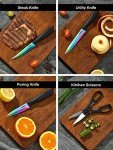 Rainbow Titanium Coated Kitchen Knife Set of 16