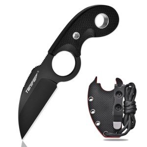 TONIFE Compact Titanium Fixed Blade Knife with Sheath