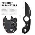TONIFE Compact Titanium Fixed Blade Knife with Sheath