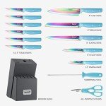Rainbow Titanium 14-Piece Knife Set with Block