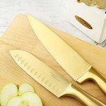 Titanium-Coated 14-Piece Gold Knife Set