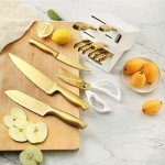Titanium-Coated 14-Piece Gold Knife Set