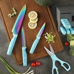 Rainbow Titanium 14-Piece Knife Set with Block