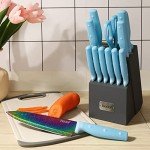 Rainbow Titanium 14-Piece Knife Set with Block