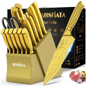 17-Piece Titanium Plated Kitchen Knife Set