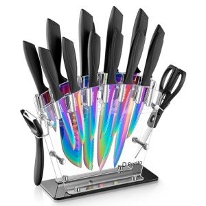 D.Perlla 16-Piece Rainbow Titanium Knife Set