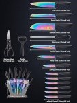 D.Perlla 16-Piece Rainbow Titanium Knife Set